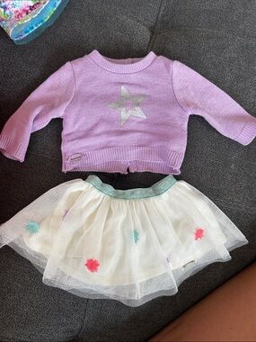 American Girl Lavender Star Knit Sweater with White Tulle Skirt